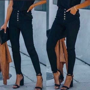 KanCan Black Super High Rise Exposed Button Fly Evie Skinny Jeans Size 9/28
